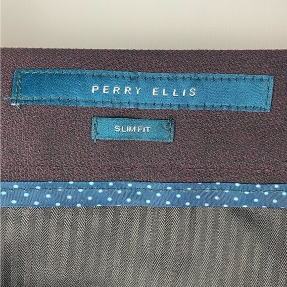 Perry Ellis Dress Pants Mens Size 38X30 Dark Purple Pockets Slim Fit - Picture 6 of 7